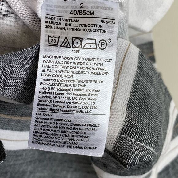 NWT Banana Republic Grey & White Linen Blend Belted Waist Short Romper Playsuit - Picture 6 of 6